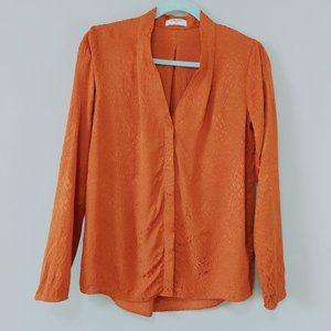 Aritzia Babaton Power Blouse Size Small Animal Print Rich Cognac Minimalist